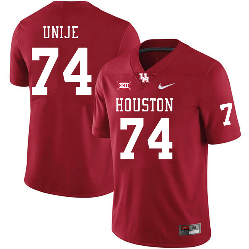 Men #74 Reuben Unije Houston Cougars Big 12 XII College Football Jerseys Stitched-Red